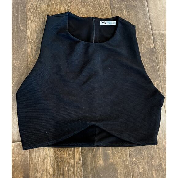Zara Tops - ZARA‎ Sleeveless Ribbed Top Black Size L – Asymmetrical Hem
